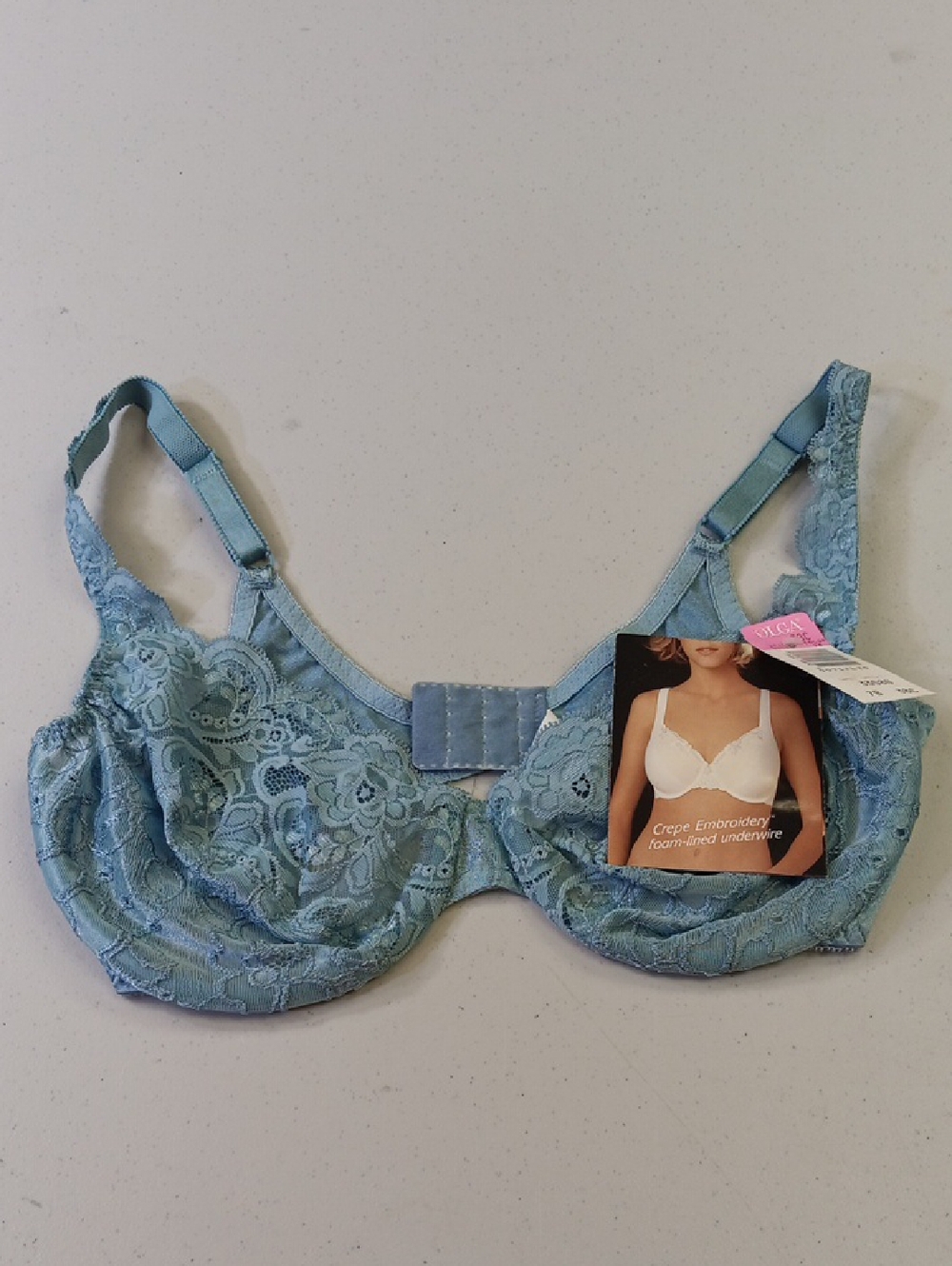Olga Dusty Blue Lace Underwire Bra